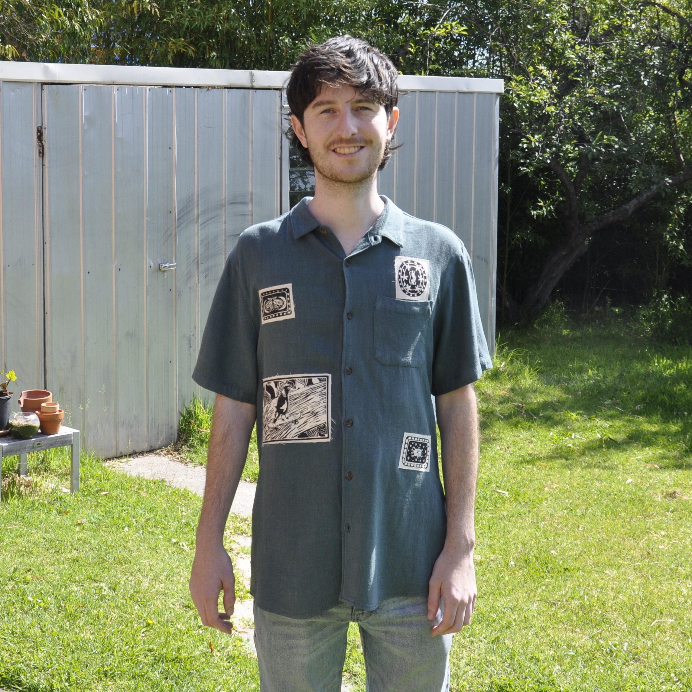 Green Patchwork Shirt