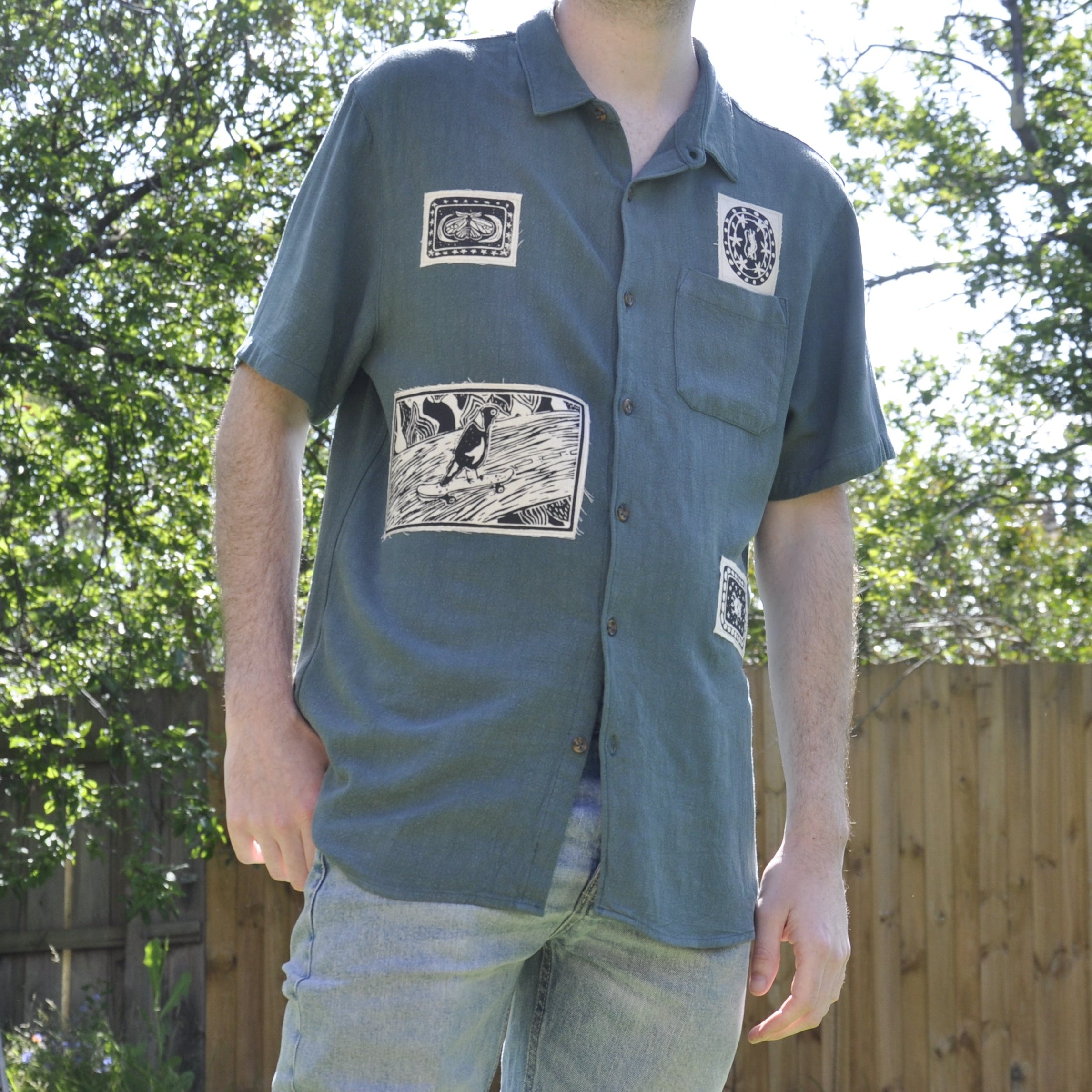 Green Patchwork Shirt