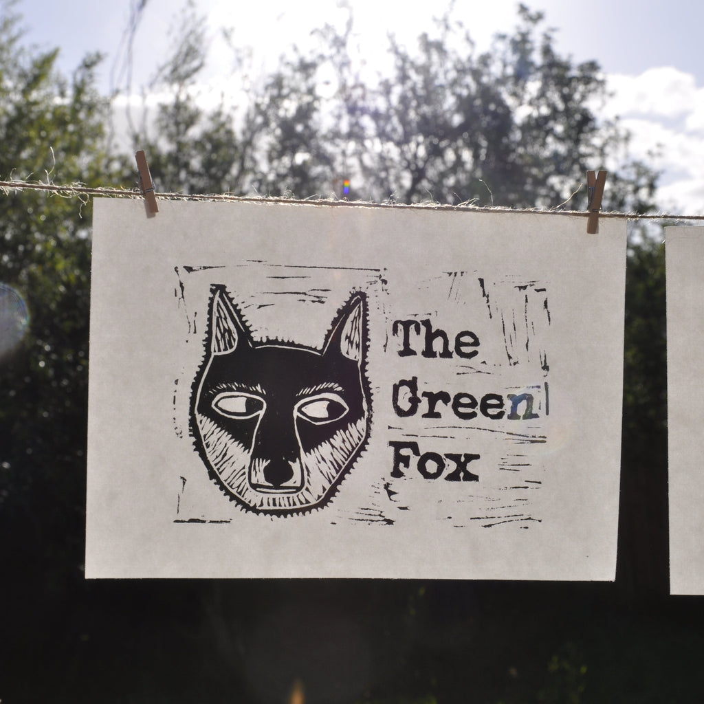 The Green Fox Linoprint