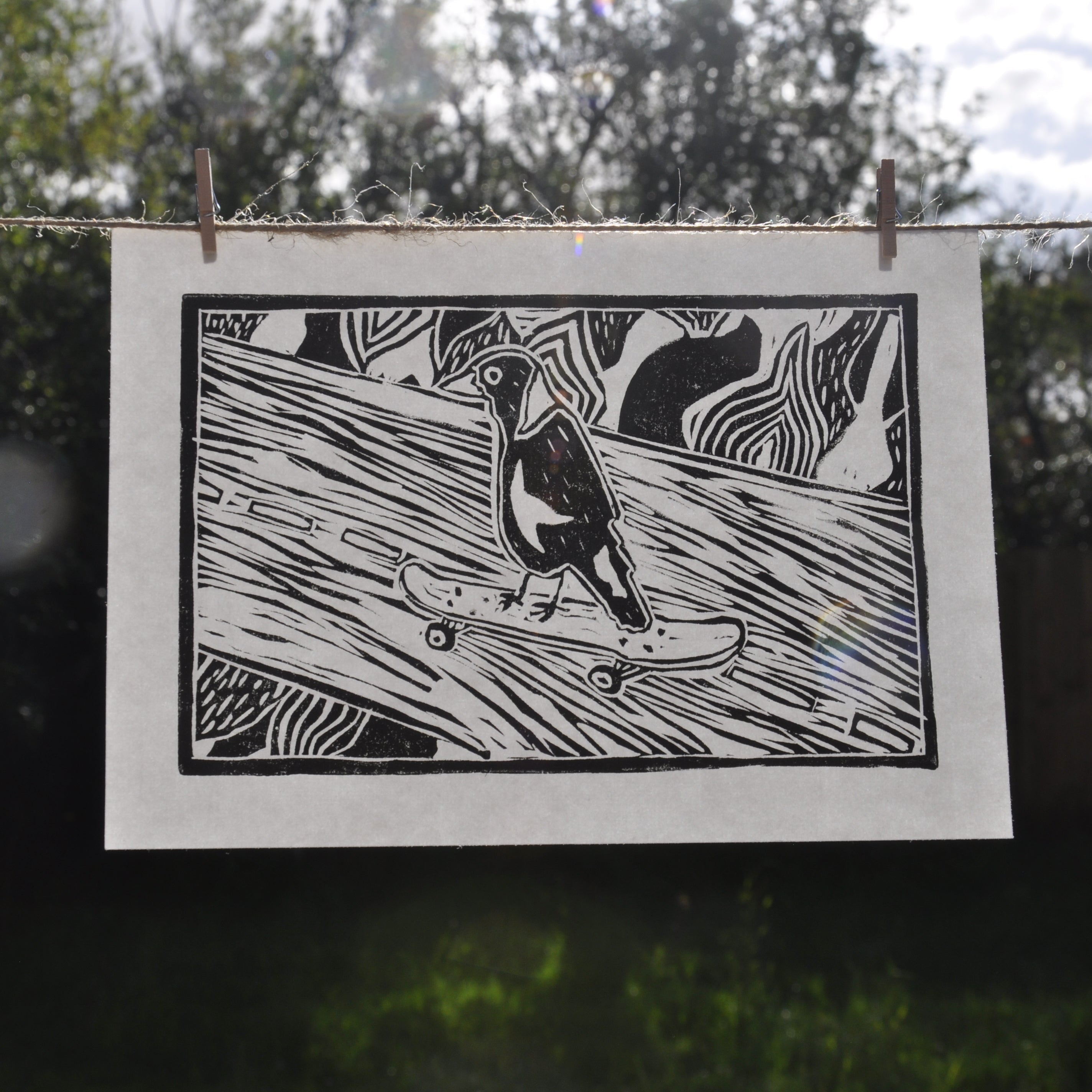 Skater Magpie Print
