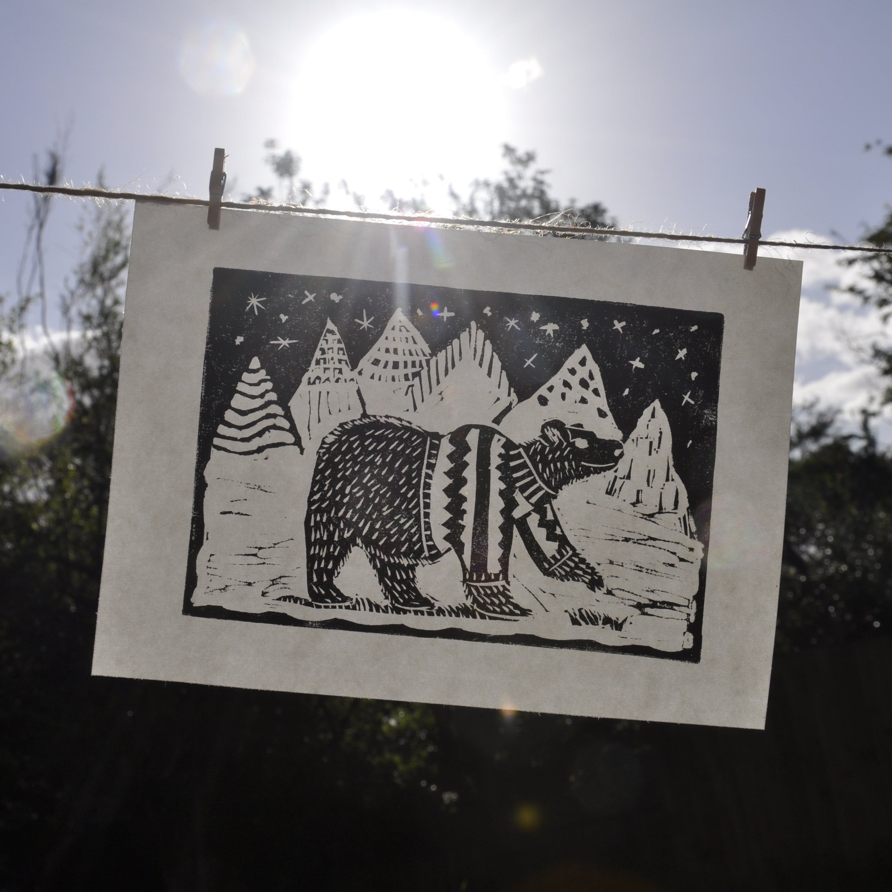 Grizzly Bear in Sweatshirt Print